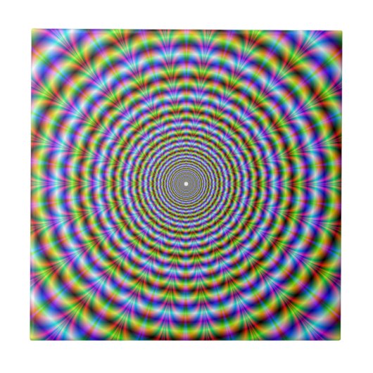 Psychedelic Neon Ripples tile Fliese (Vorderseite)