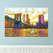 Psychedelic New York City: Brooklyn Bridge, WTC #1 Leinwanddruck (Insitu (Holzboden))