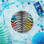 Psychedelic Night Tiger Skin Print Pappteller (Party)