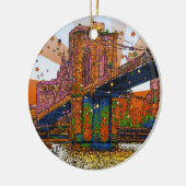 Psychedelic NYC: Brooklyn Bridge #1 Keramik Ornament (Links)