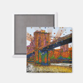 Psychedelic NYC: Brooklyn Bridge #1 Magnet (Vorderseite/Rückseite)