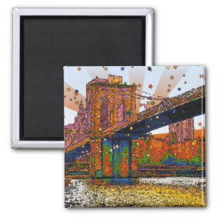 Psychedelic NYC: Brooklyn Bridge #1 Magnet