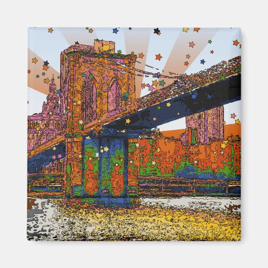 Psychedelic NYC: Brooklyn Bridge #1 Magnet (Vorne)