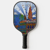 Psychedelic NYC: Chrysler, Flatiron #1 Pickleball Schläger (Rückseite)