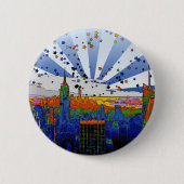 Psychedelic NYC: ESB-weite Skyline-Ansicht Button (Vorderseite)