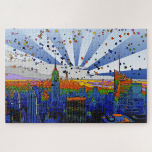 Psychedelic NYC: ESB-weite Skyline-Ansicht Puzzle
