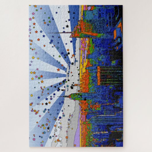 Psychedelic NYC: ESB-weite Skyline-Ansicht Puzzle (Vertikal)