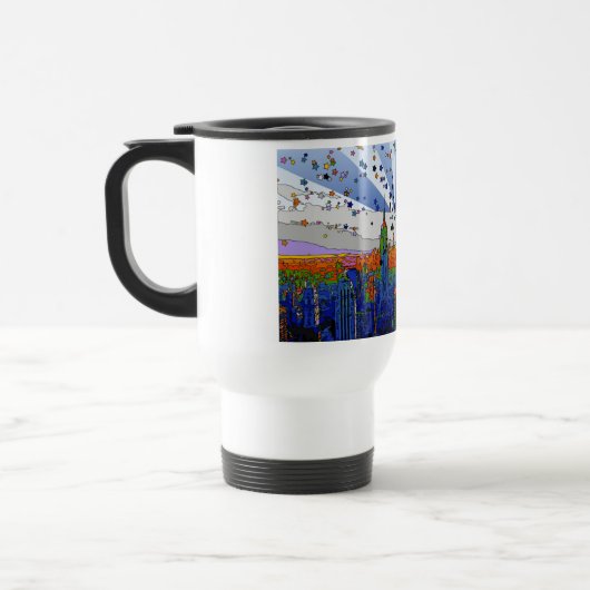 Psychedelic NYC: ESB-weite Skyline-Ansicht Reisebecher (Links)