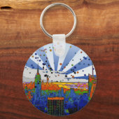 Psychedelic NYC: ESB-weite Skyline-Ansicht Schlüsselanhänger (Vorderseite)