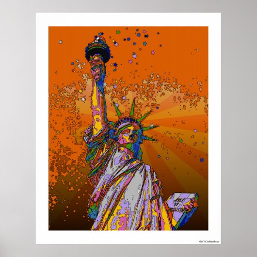 Psychedelic NYC: Freiheitsstatue 001 Poster (Vorne)