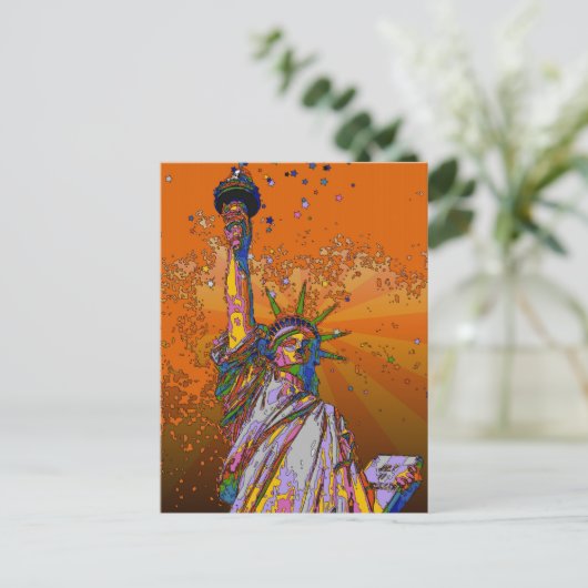Psychedelic NYC: Freiheitsstatue 001 Postkarte (Stehend Vorderseite)