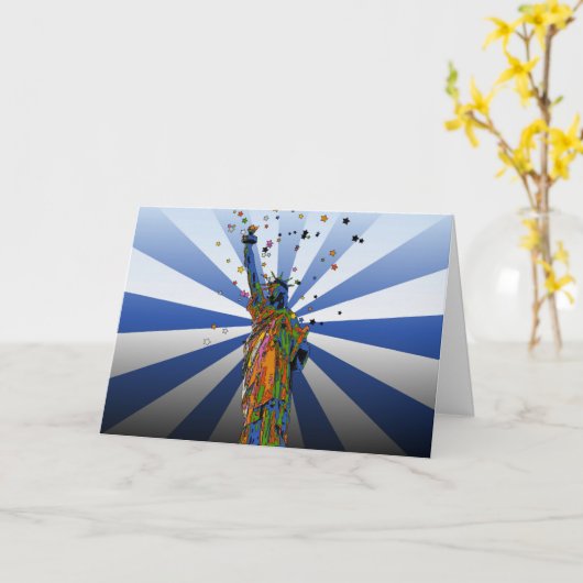 Psychedelic NYC: Freiheitsstatue #2 Karte (Gelbe Blume)