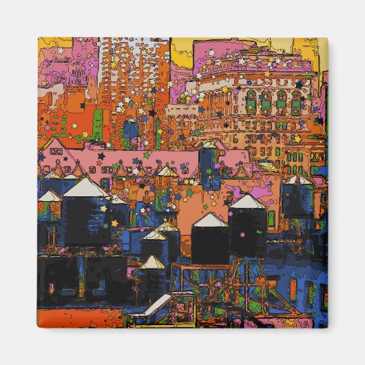 Psychedelic NYC: NYC-Wassertürme im Winter #9 Magnet (Vorne)