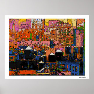 Psychedelic NYC: NYC-Wassertürme im Winter #9 Poster