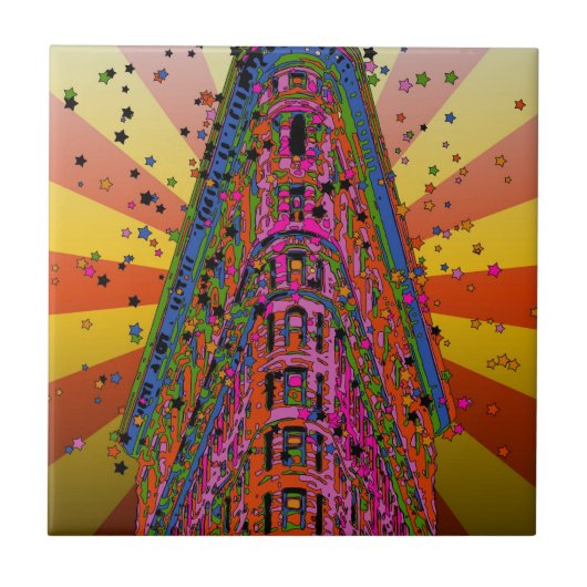 Psychedelic NYC - Top of the Flatiron Gebäude A2 Fliese (Vorderseite)