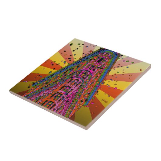 Psychedelic NYC - Top of the Flatiron Gebäude A2 Fliese (Seite)