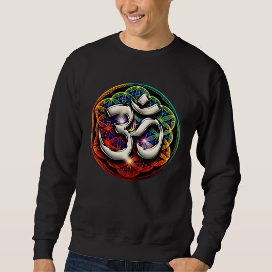 Psychedelic Om Zen Symbol Flower Of Life Buddhist  Sweatshirt (Vorderseite)