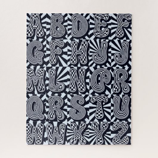 Psychedelic Op-Art Alphabet Pattern Puzzle (Vertikal)