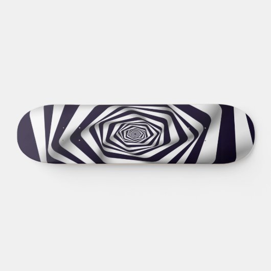 Psychedelic Optical Illusion Black & White Circle Skateboard (Horizontal)