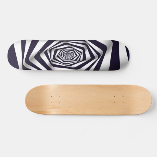 Psychedelic Optical Illusion Black & White Circle Skateboard (Horizontal)