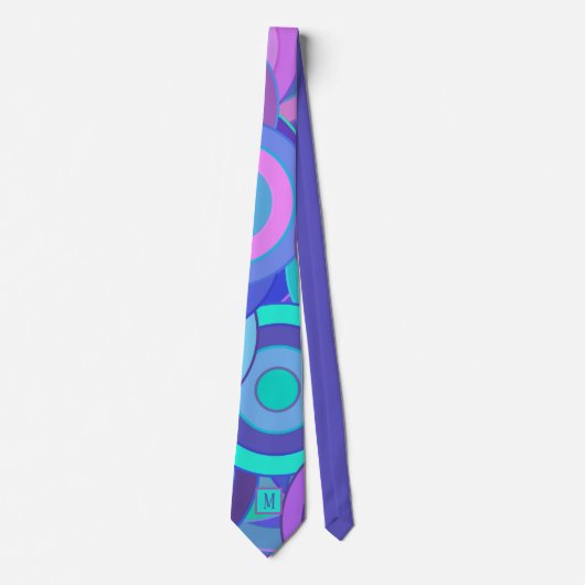 Psychedelic Orchid & Türkise Monogram Necktie Krawatte (Vorderseite)