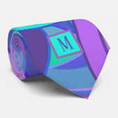 Psychedelic Orchid & Türkise Monogram Necktie Krawatte (Gerollt)