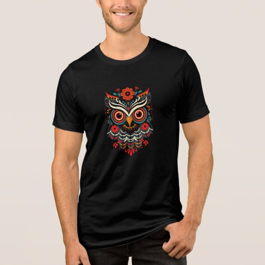 Psychedelic Owl Bloom Tri-Blend Shirt (Vorderseite)