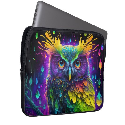 Psychedelic Owl Laptopschutzhülle (Vorne Rechts)