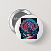 Psychedelic Owl Mandala - Trippy Forest Art Button (Vorne & Hinten)