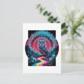 Psychedelic Owl Mandala - Trippy Forest Art Postkarte (Stehend Vorderseite)