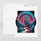 Psychedelic Owl Mandala - Trippy Forest Art Postkarte (Vorne/Hinten)