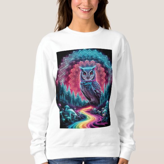 Psychedelic Owl Mandala - Trippy Forest Art Sweatshirt (Vorderseite)