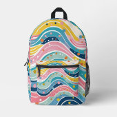 Psychedelic Pastel Rainbow Wave Design Bedruckter Rucksack (Vorderseite)