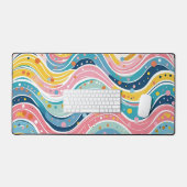 Psychedelic Pastel Rainbow Wave Design Schreibtischunterlage (Tastatur & Maus)