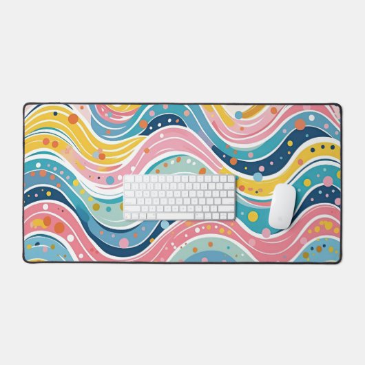 Psychedelic Pastel Rainbow Wave Design Schreibtischunterlage (Tastatur & Maus)
