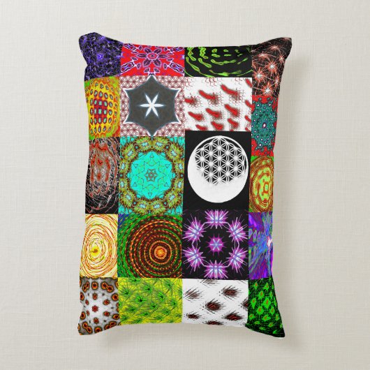 Psychedelic Patchwork Kissen – Colorful Abstract  (Rückseite(Vertikal))