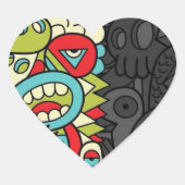 Psychedelic Patterns Herz-Aufkleber (Vorderseite)