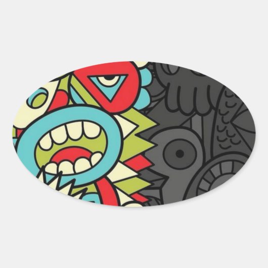 Psychedelic Patterns Ovaler Aufkleber (Vorderseite)