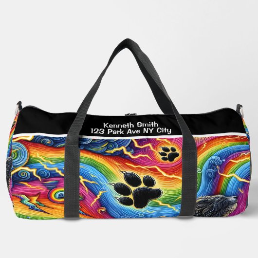 Psychedelic Paw Print Pet Adventure Monogram Duffle Bag (Vorderseite)