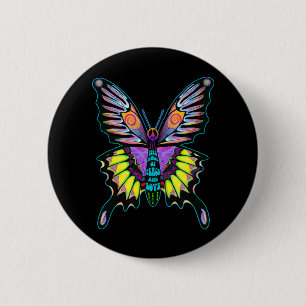 Psychedelic Peace Butterfly Button