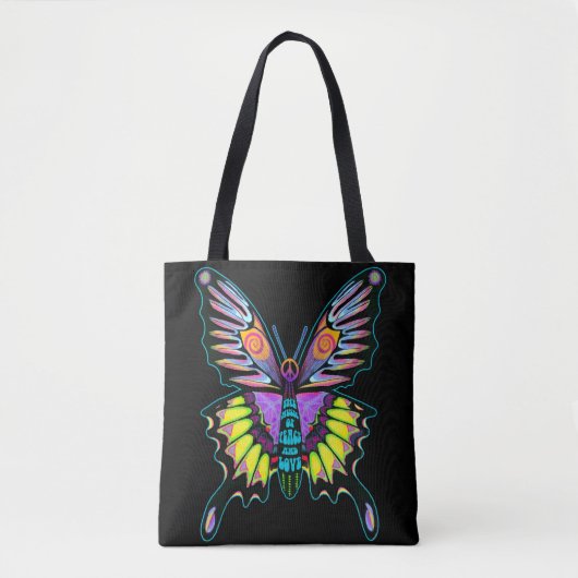 Psychedelic Peace Butterfly Tasche (Vorderseite)