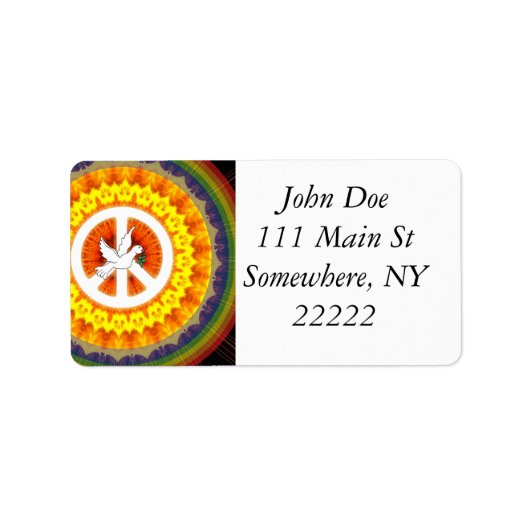 Psychedelic Peace Dove Adressaufkleber (Vorne)