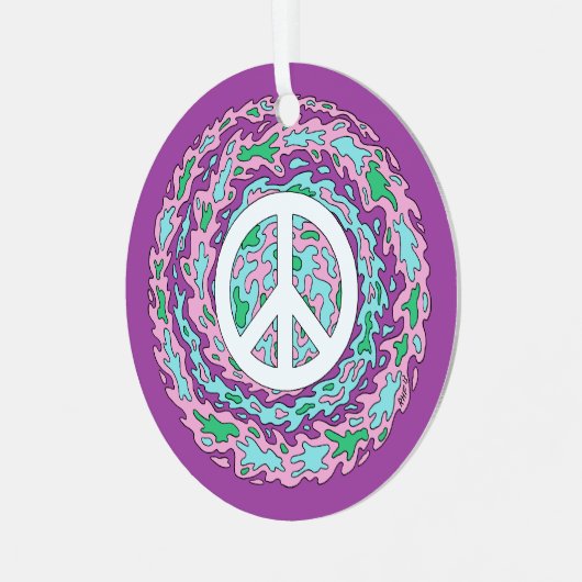 Psychedelic Peace Keramik Ornament (Vorderseite links)