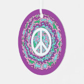 Psychedelic Peace Keramik Ornament Aus Metall (Vorderseite links)