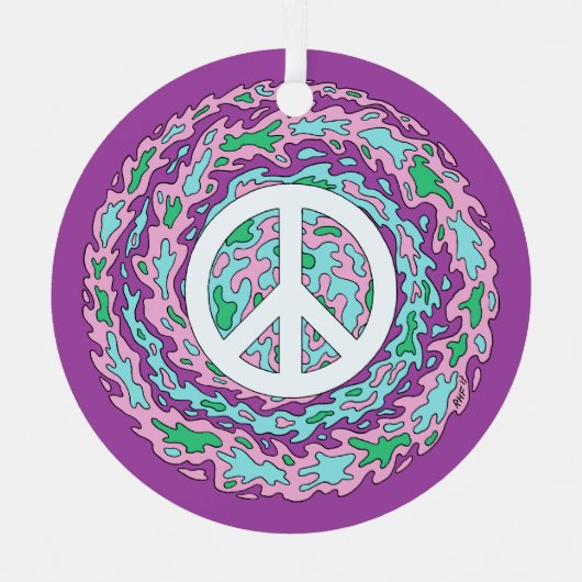 Psychedelic Peace Keramik Ornament Aus Metall (Vorderseite)