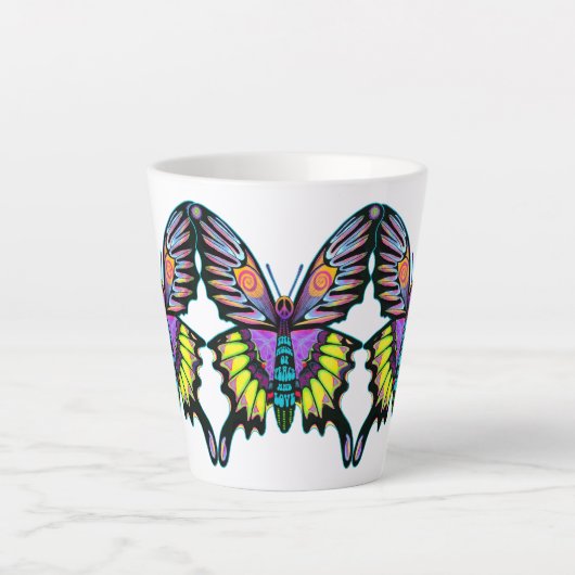 Psychedelic Peace Liebe Music Butterfly Milchtasse (Vorderseite)
