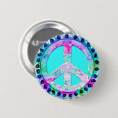 Psychedelic Peace Sign Abstrakt Button (Vorne & Hinten)