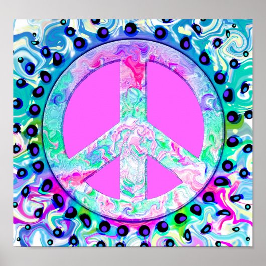 Psychedelic Peace Sign Abstrakt Poster (Vorne)
