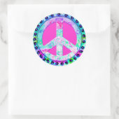 Psychedelic Peace Sign Abstrakt Runder Aufkleber (Tasche)
