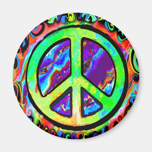 Psychedelic Peace Sign Magnet (Vorne)